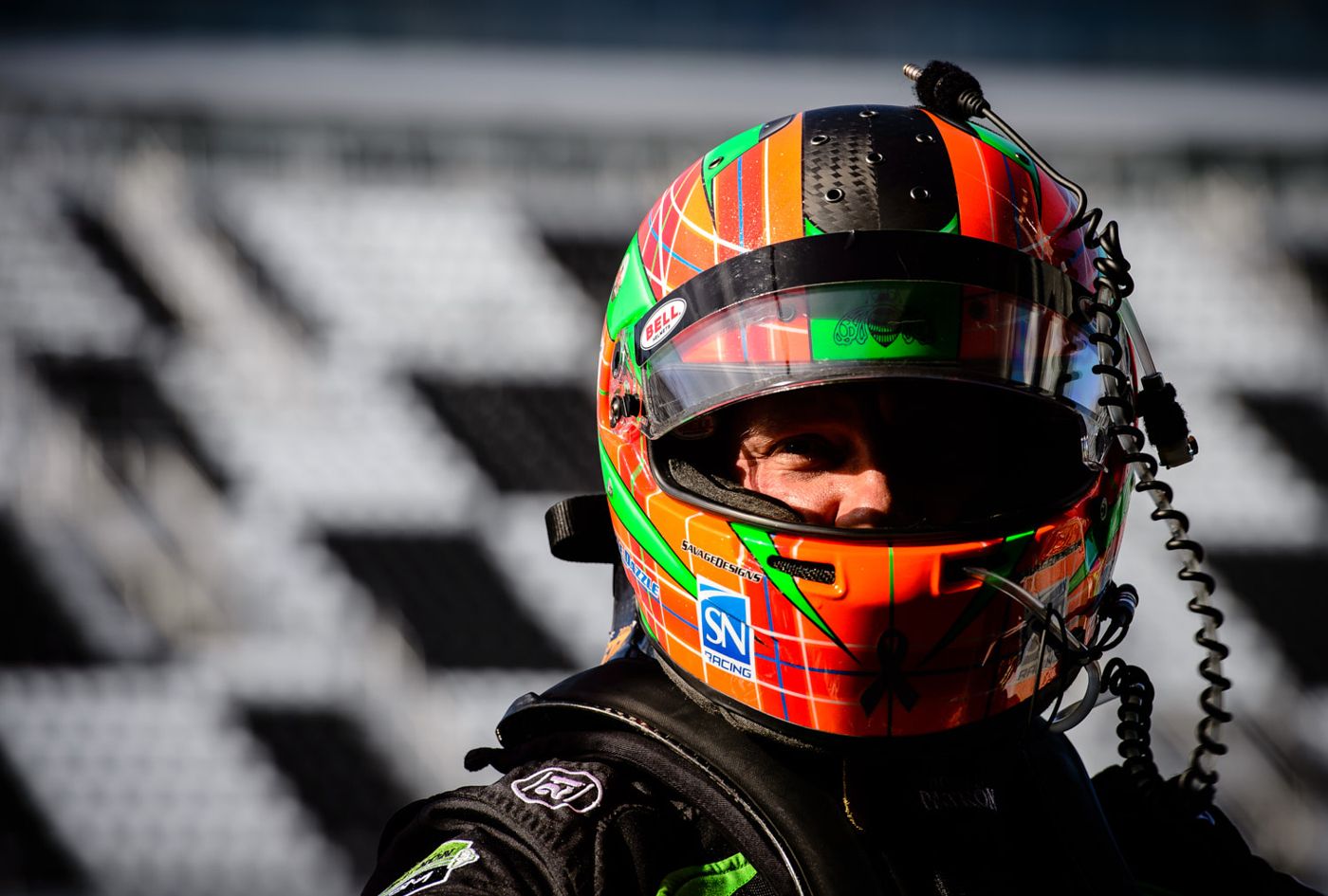 Race driver in his helmet